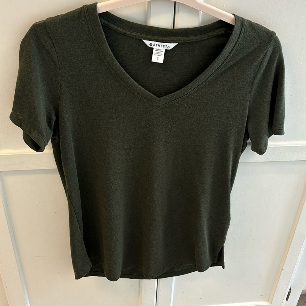 Athleta Top Size Small Dark Olive Green Top